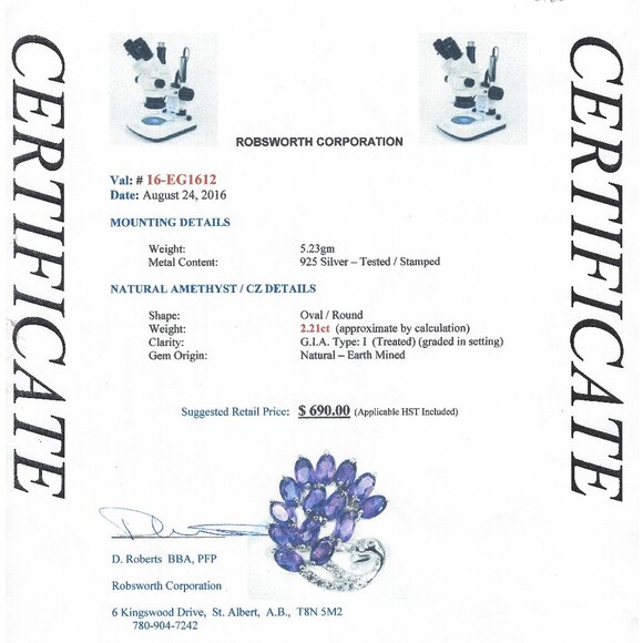 .925 Sterling Silver Amethyst & Cubic Zirconia Peacock Design Ring. Size 6 $690 - Picture 4 of 6